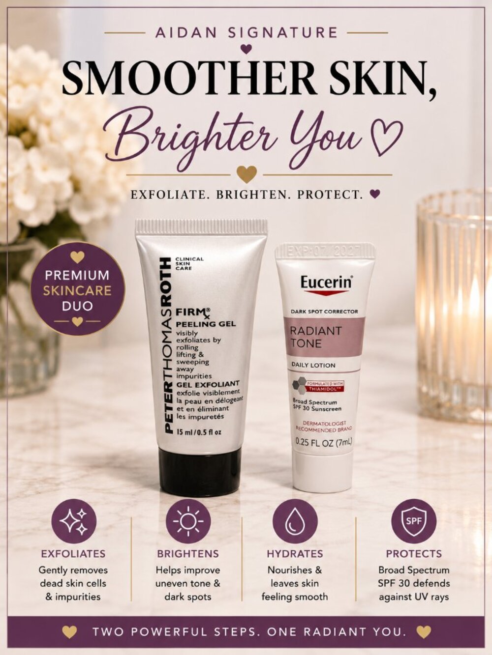 Peter Thomas Roth FirmX Peeling Gel + Eucerin Radiant Tone SPF 30 Skincare Duo